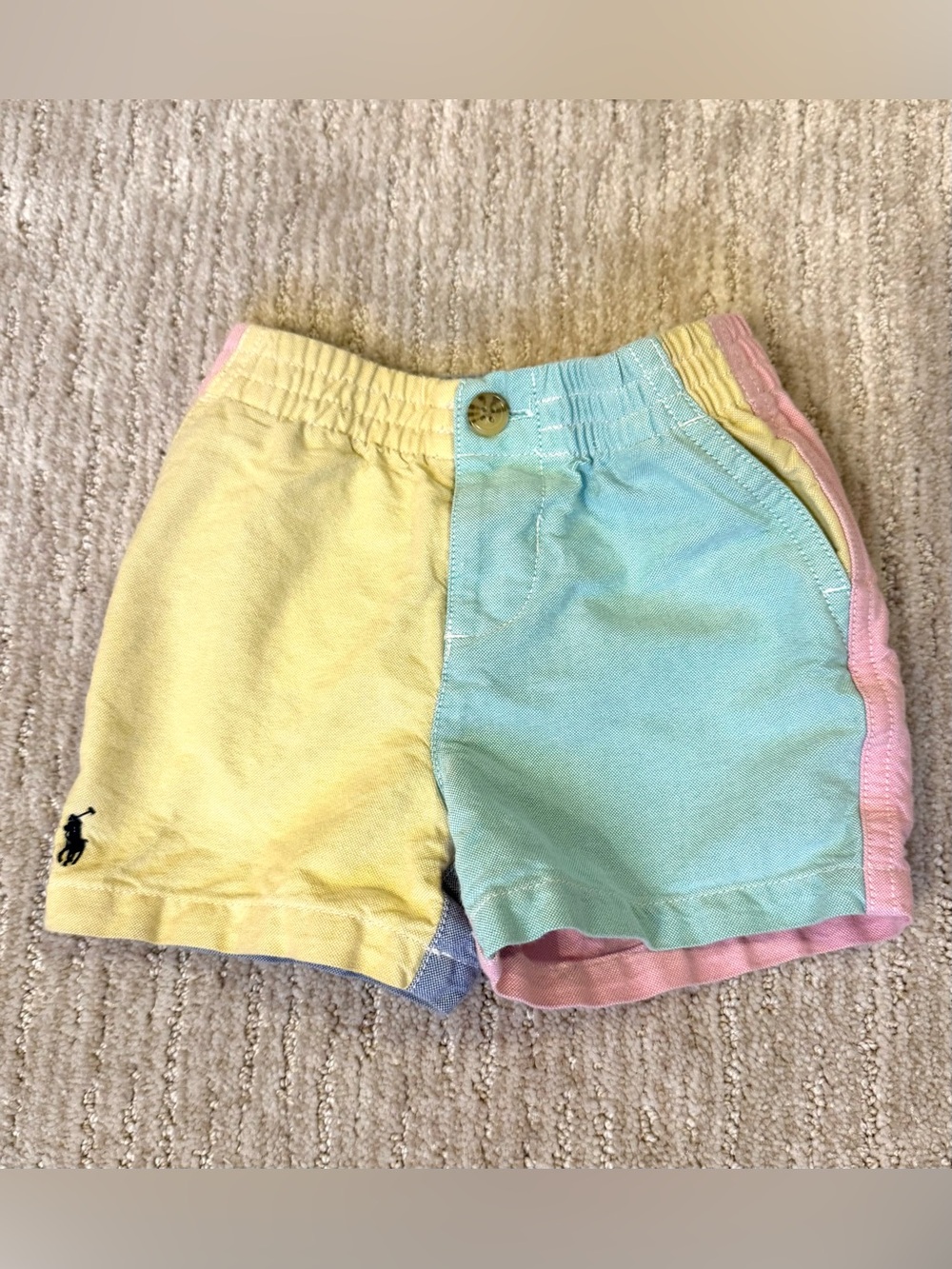 Ralph Lauren Boy’s Iconic Polo Prepster Color-Blocked Oxford Shorts 6 Months